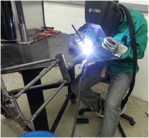 Frew welding the frame